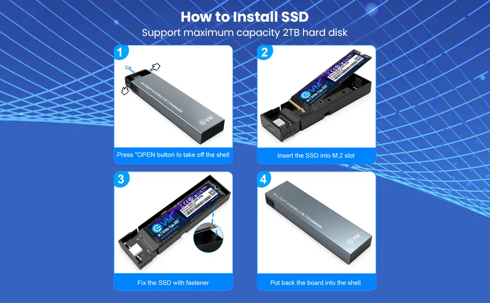 EVM USB 3.1 Gen 2 M.2 SATA and NVMe SSD Case overview 4