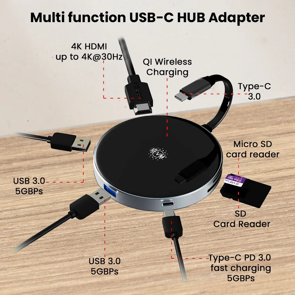 EVM USB-C Hub With 5W Wireless Charging overview 3