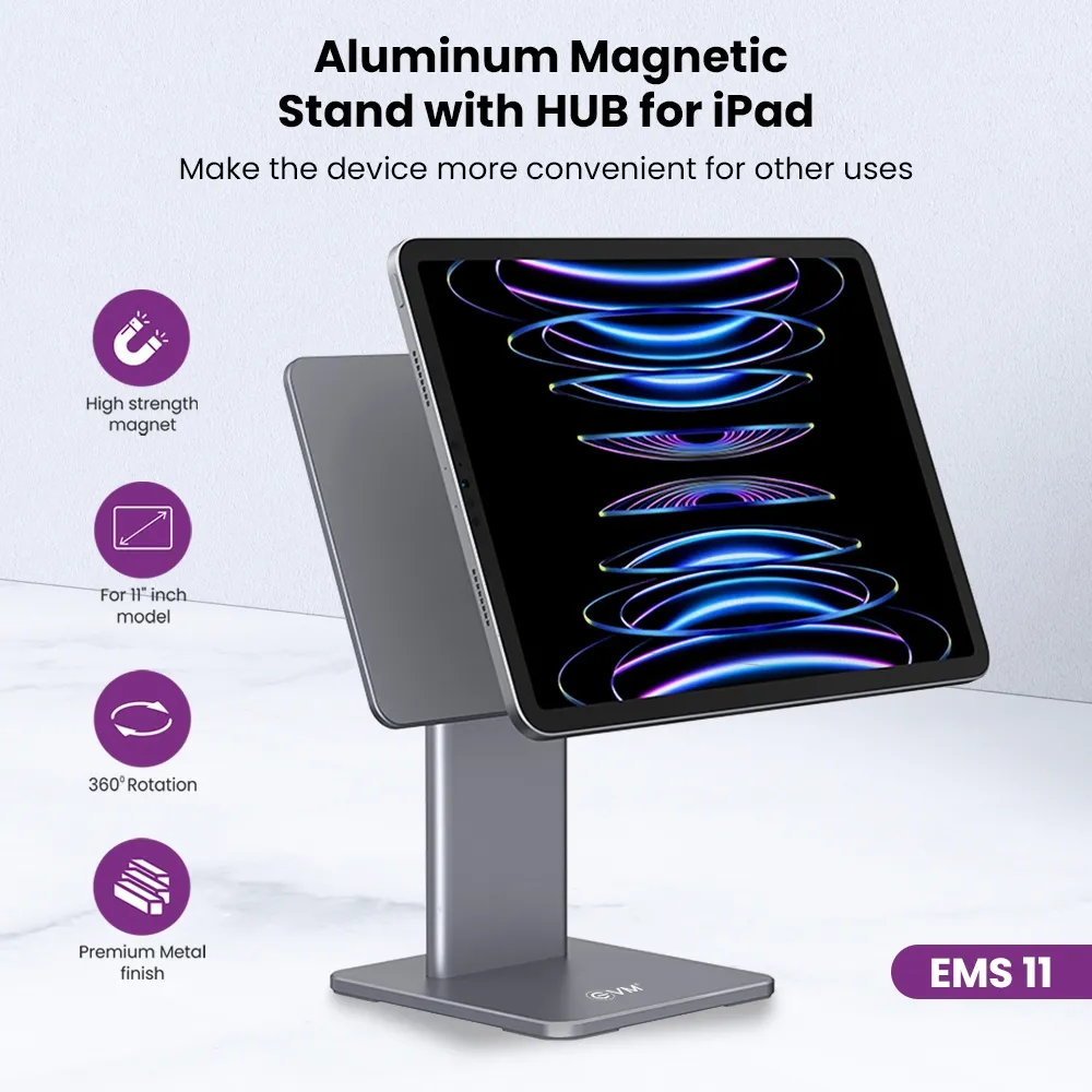 Evm Aluminum Magnetic Stand With Hub For Ipad (EMS-11) overview 1