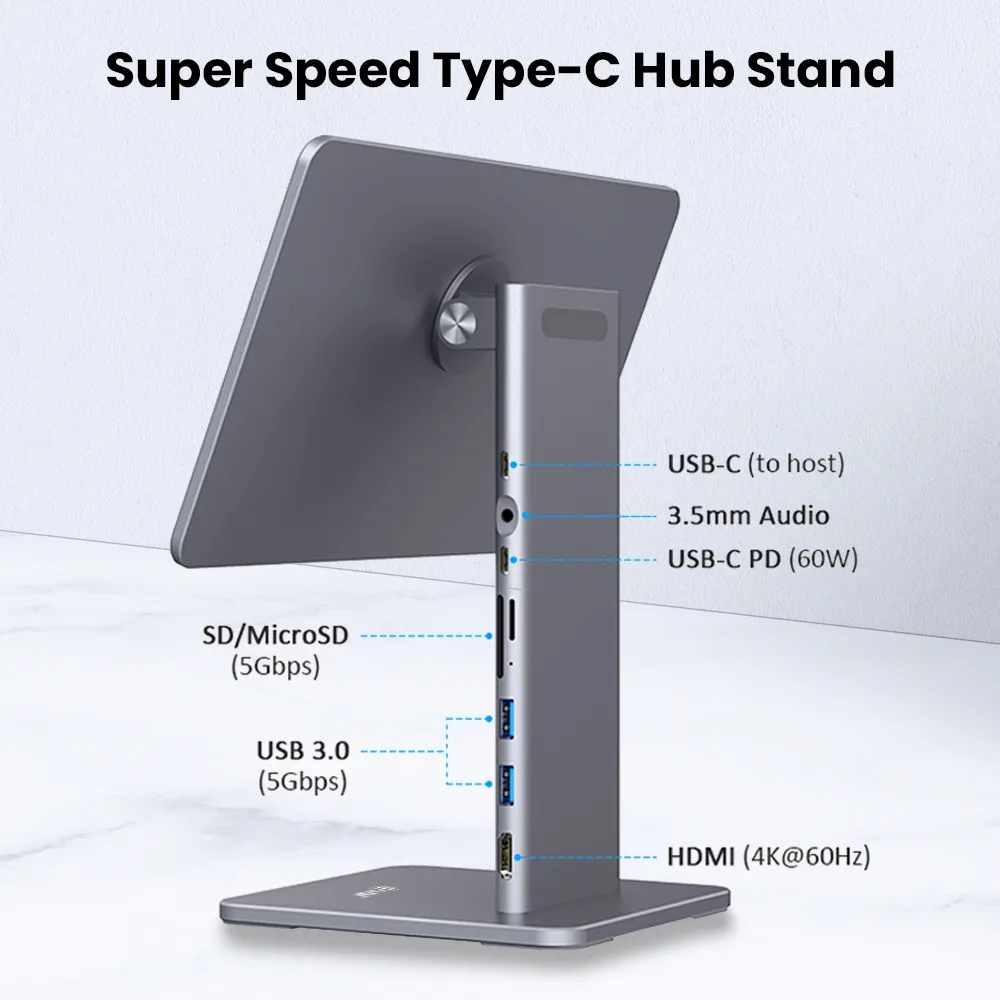 Evm Aluminum Magnetic Stand With Hub For Ipad (EMS-11) overview 2