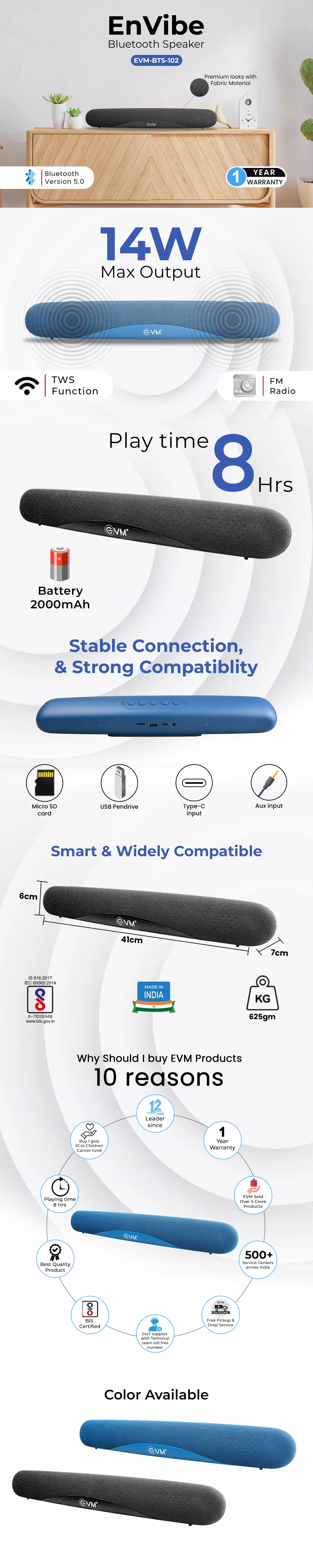 Evm EnVibe Bluetooth Speaker (EVM-BTS-102) overview 1
