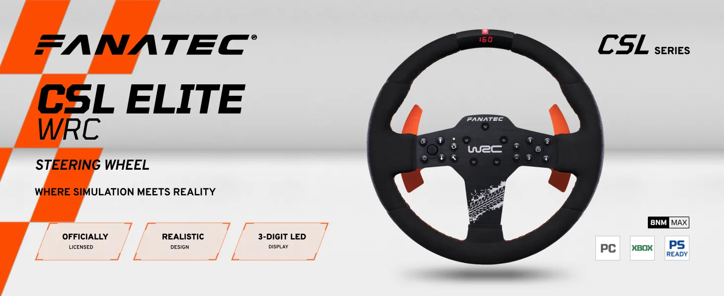 FANATEC CSL Elite Officially Licensed WRC Rally Sim Racing Steering Wheel overview 1
