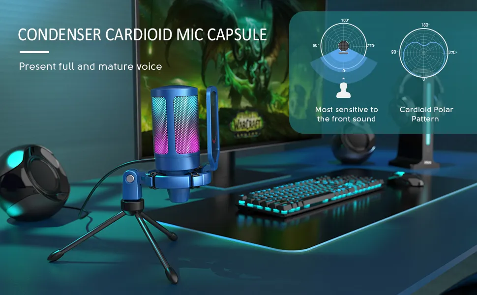 FIFINE Ampligame A6V USB Gaming Microphone (Blue) overview 5