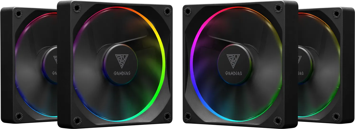 Gamdias Aeolus M3-1204R - 120mm PWM ARGB Cabinet Fan (Four Pack) overview 1