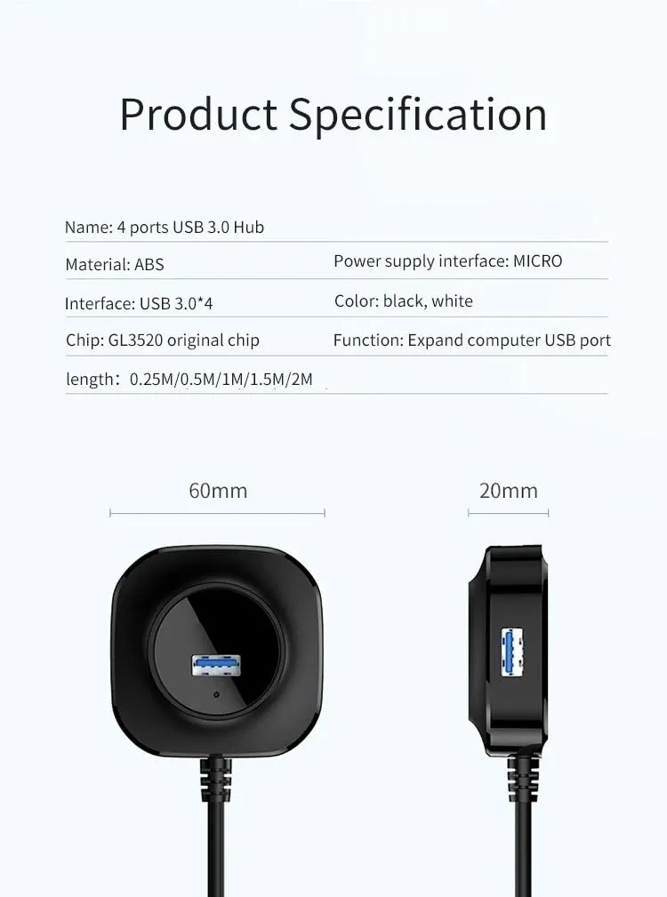 Hammok GRACE 4 PORT 3.0 USB Hub (Black) overview 4