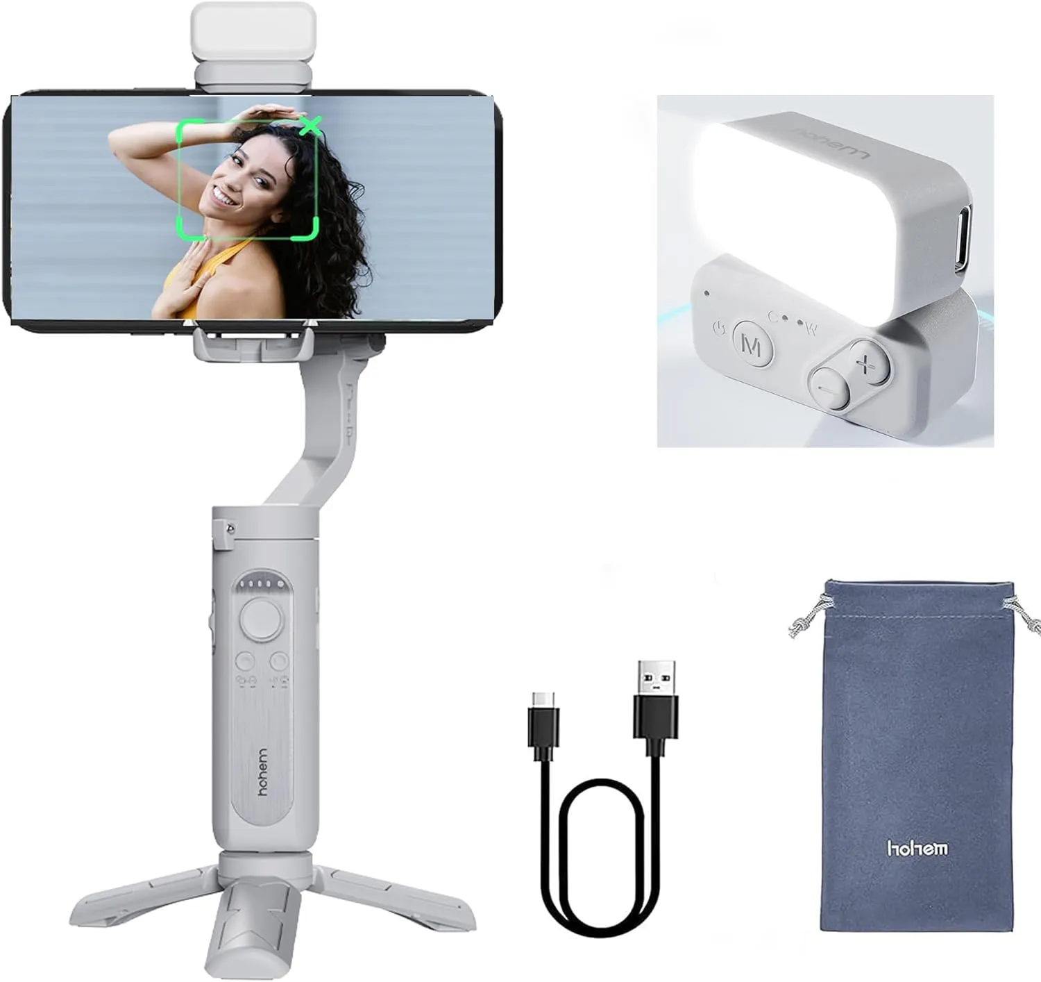 Hohem iSteady XE Kit - 3 Axis Handheld Pocket Gimbal with Fill Light (Grey) overview 1