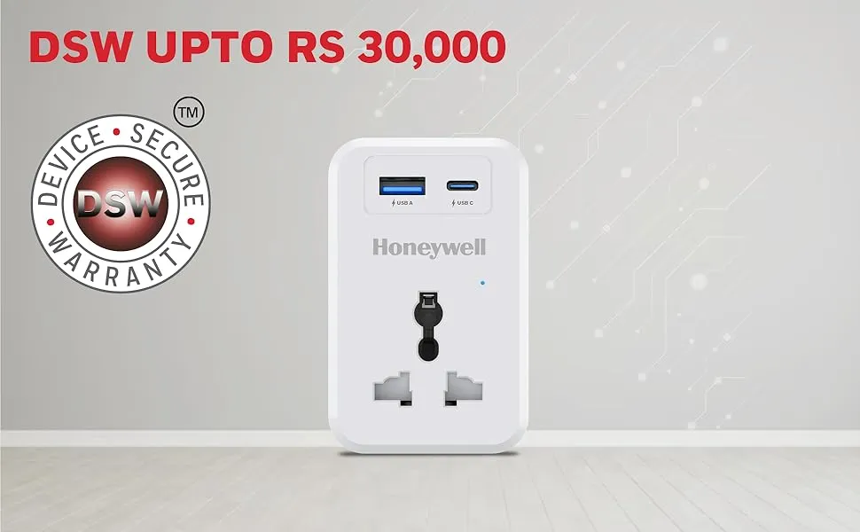 Honeywell 3 Out Surge Cube, Spike Guard, 1 Outlet, PD20W & USB A Port, 7500Amp, Charge On The Go, Device Secure Warranty, Automatic Overload Protection, 3 Years Manufacturer Warranty overview 5