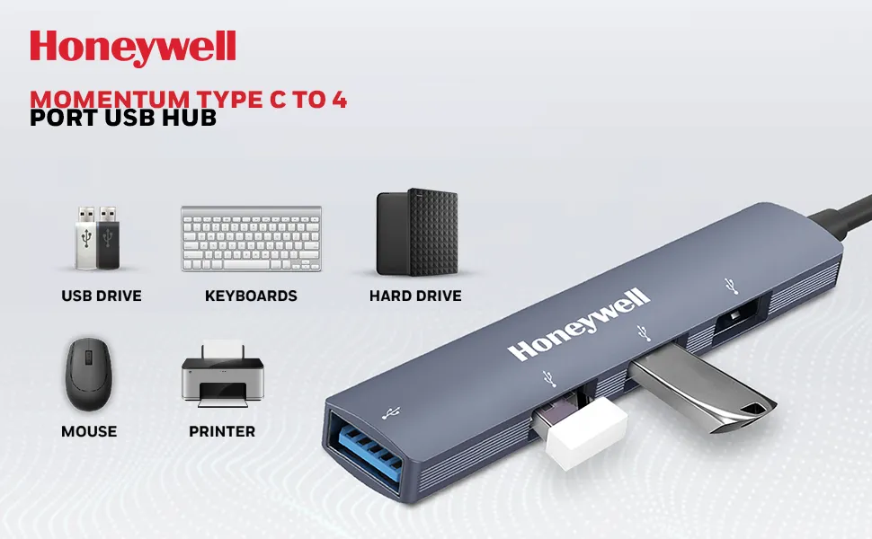 Honeywell Momentum Type C to 4 Port USB Hub overview 1