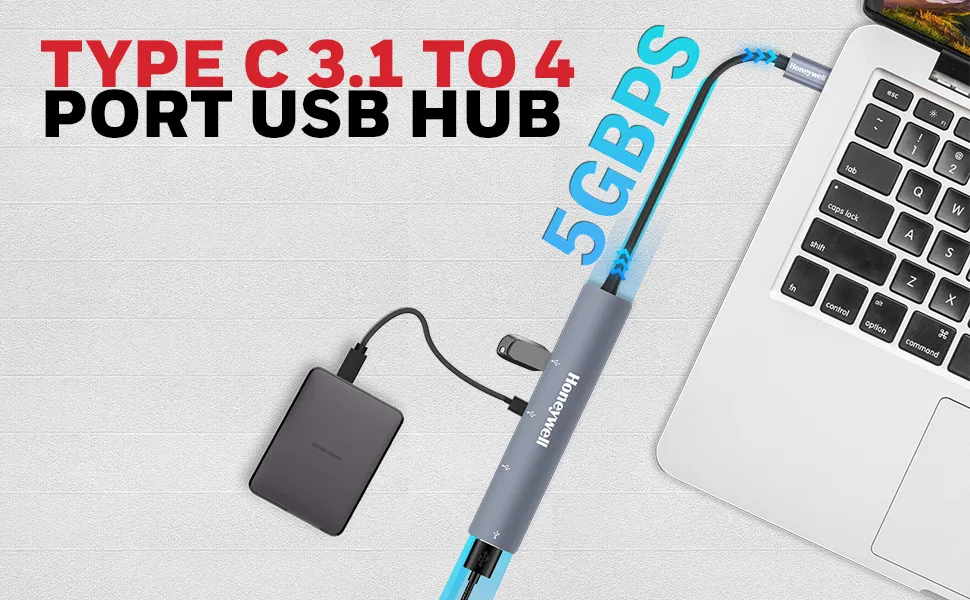 Honeywell Momentum Type C to 4 Port USB Hub overview 2