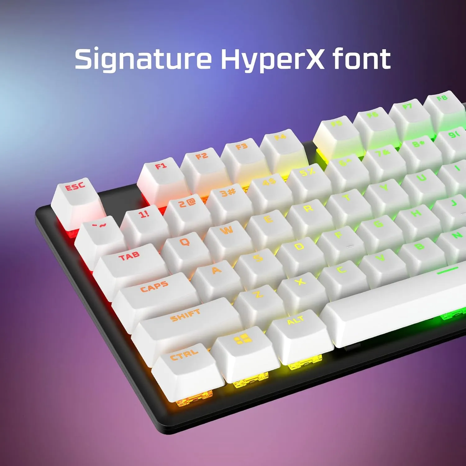 HyperX PBT Keycaps Full Key Set, Double Shot PBT Material, English (US) Layout, 104 Keys (White) overview 1