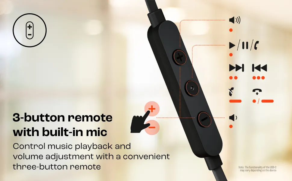 JBL Tune 310C USB Type C Earphones - Black overview 3