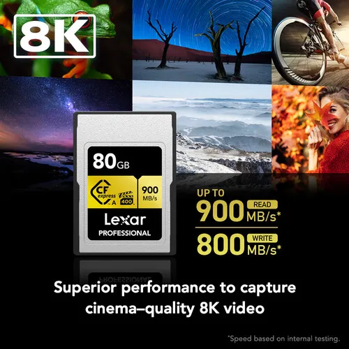 Lexar 80GB Professional CFexpress Type A Card GOLD Series overview 1