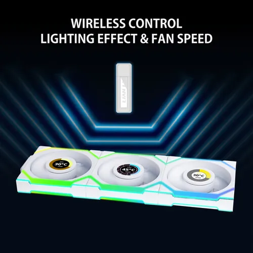 Lian Li 120mm UNI FAN SL Wireless LCD ARGB Case Fan (White, 3-Pack) overview 3