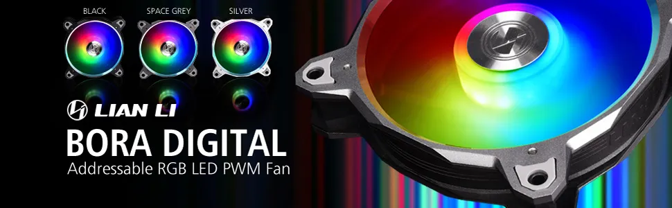 Lian Li Bora Digital Black 120mm ARGB Cabinet Fan (Triple Pack) overview 1