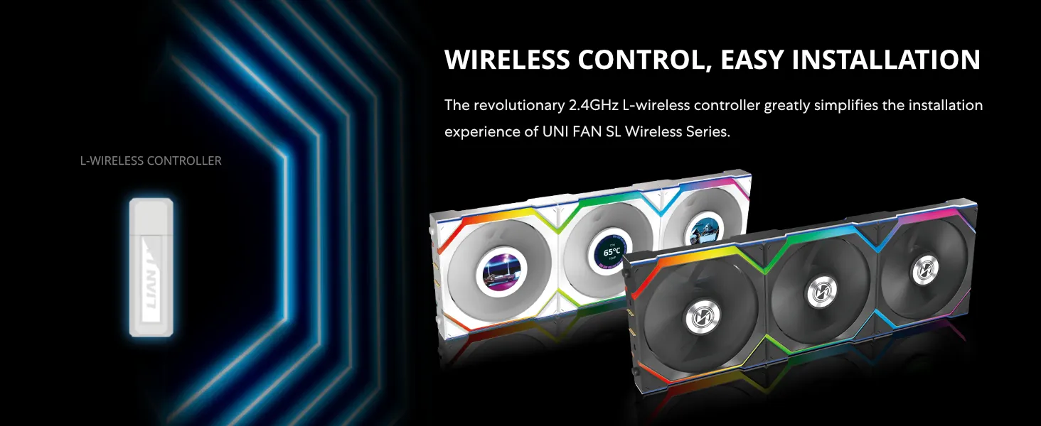 Lian Li UNI FAN SL Wireless 120mm ARGB Case Fan 3-Pack (Black) overview 1