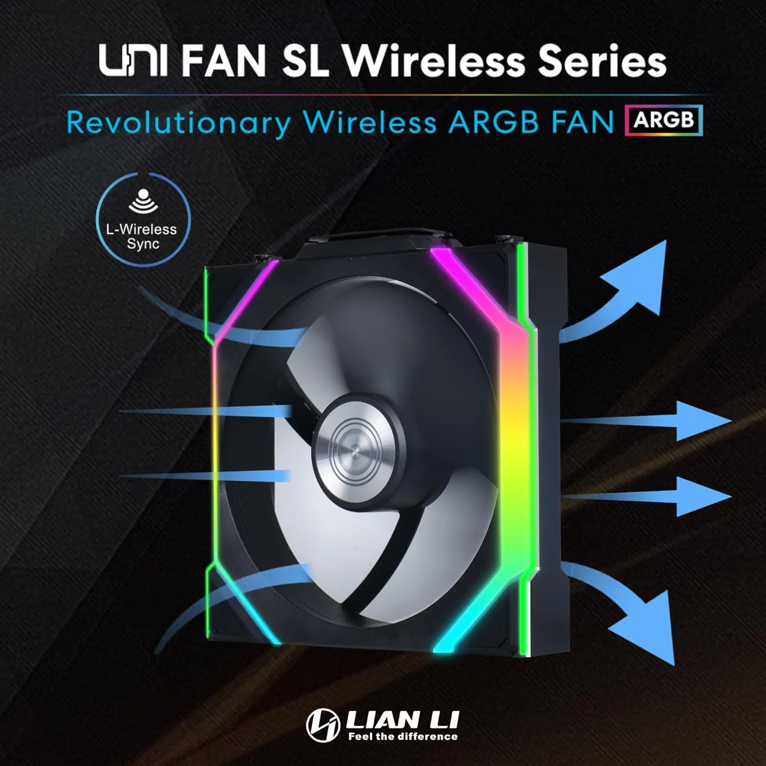 Lian Li UNI FAN SL Wireless 120mm ARGB Case Fan 3-Pack (Black) overview 2