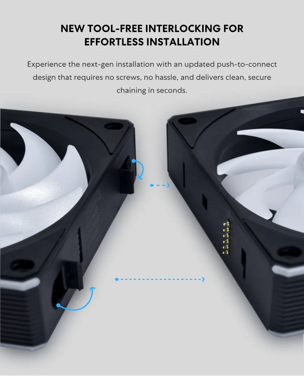 Lian Li UNI Fan CL Wireless ARGB 120mm Reverse Blade Triple Pack Fan (White) overview 4
