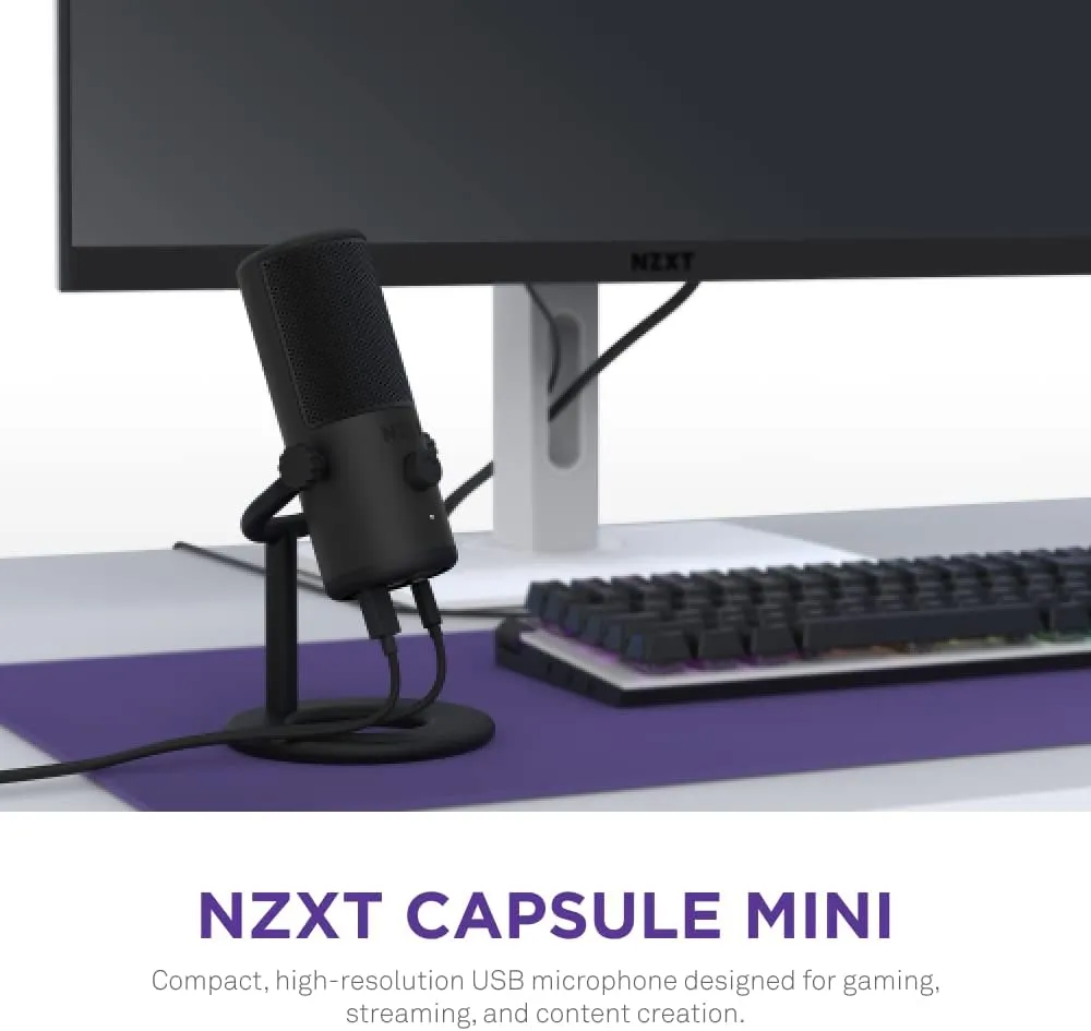 NZXT Capsule Mini Small Cardioid USB Gaming Microphone (Black) overview 1