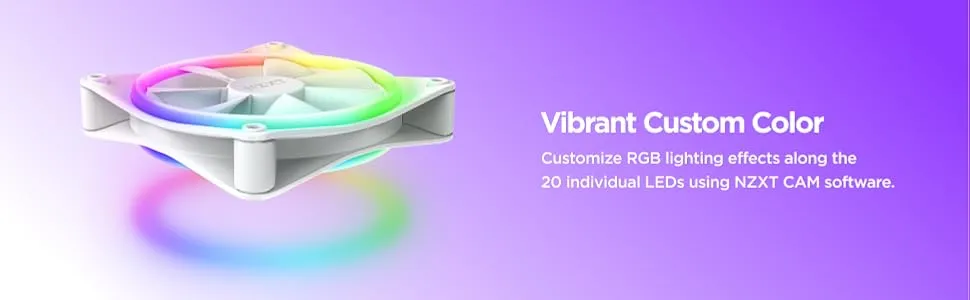 NZXT F120 RGB Duo White - 120mm PWM RGB Cabinet Fan (Single Pack) overview 3
