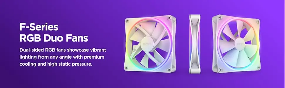 NZXT F120 RGB Duo White - 120mm PWM RGB Cabinet Fan (Triple Pack) overview 1