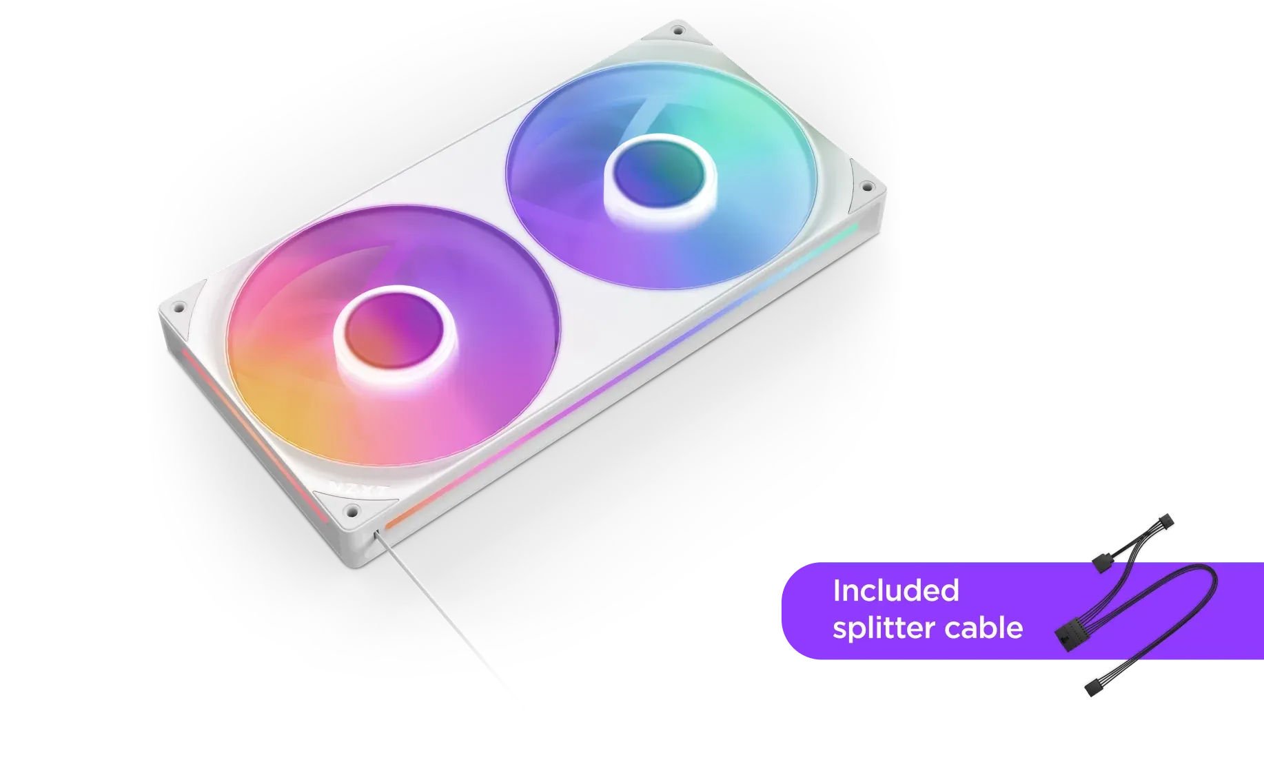 NZXT F240 RGB CORE RF-U24HF-W1 240mm RGB LED Single-Frame RGB Fan (White) overview 2