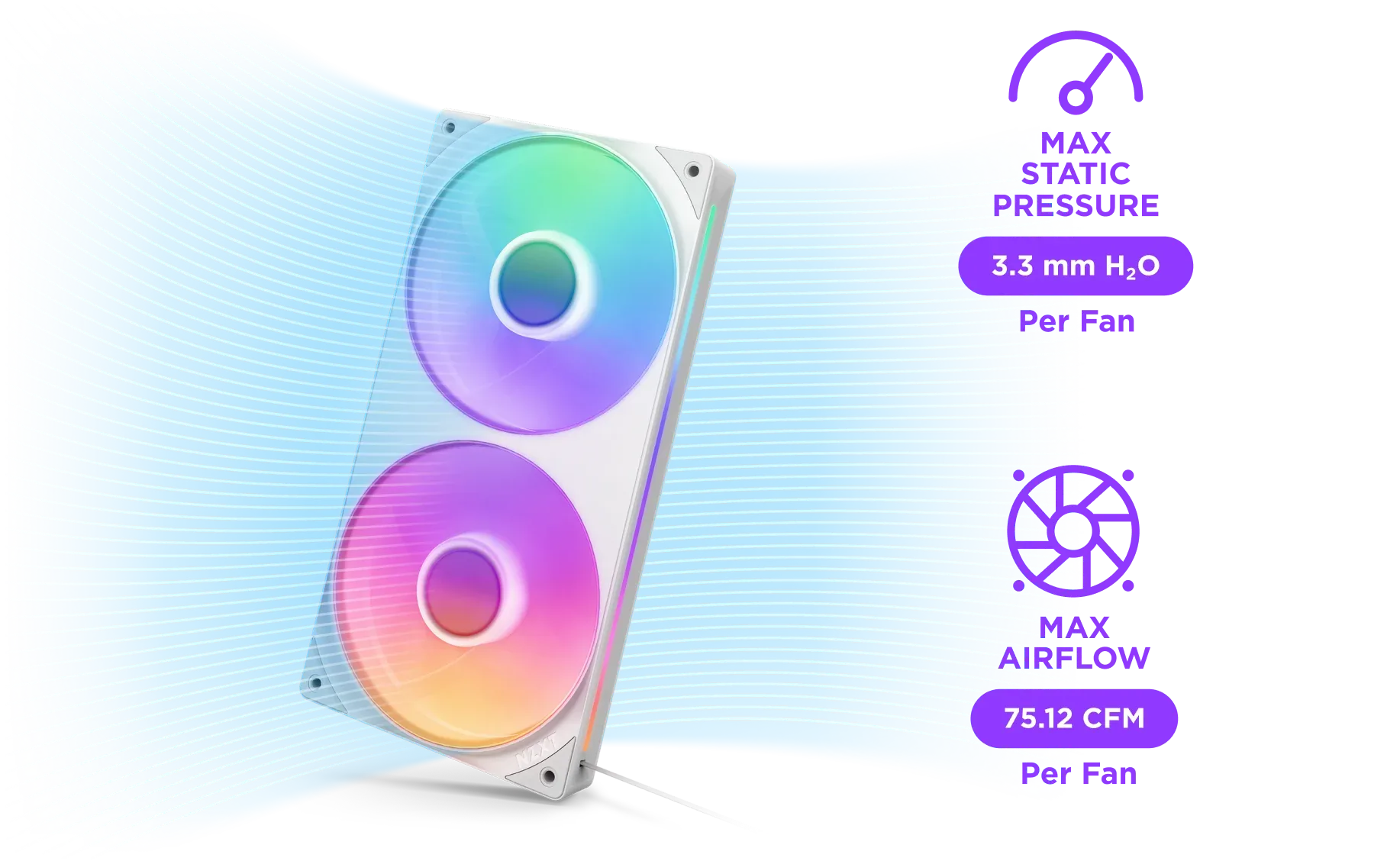 NZXT F240 RGB CORE RF-U24HF-W1 240mm RGB LED Single-Frame RGB Fan (White) overview 3
