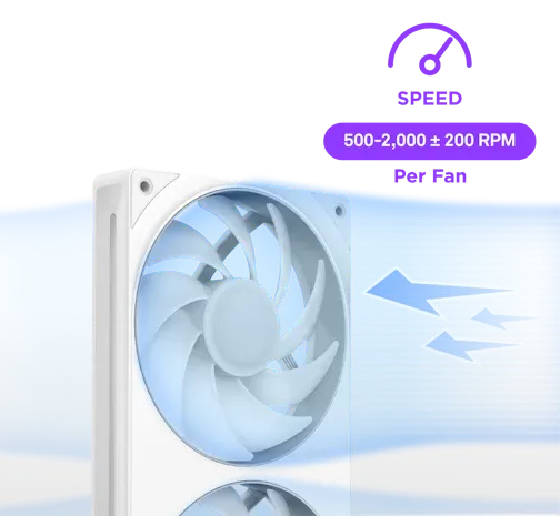 NZXT F240 RGB CORE RF-U24HF-W1 240mm RGB LED Single-Frame RGB Fan (White) overview 6