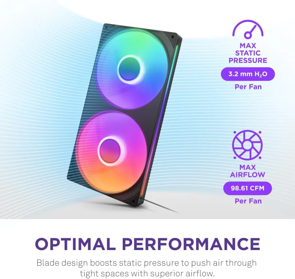 NZXT F280 RGB Core 280mm Single-Frame Fan Unit (Black) overview 3