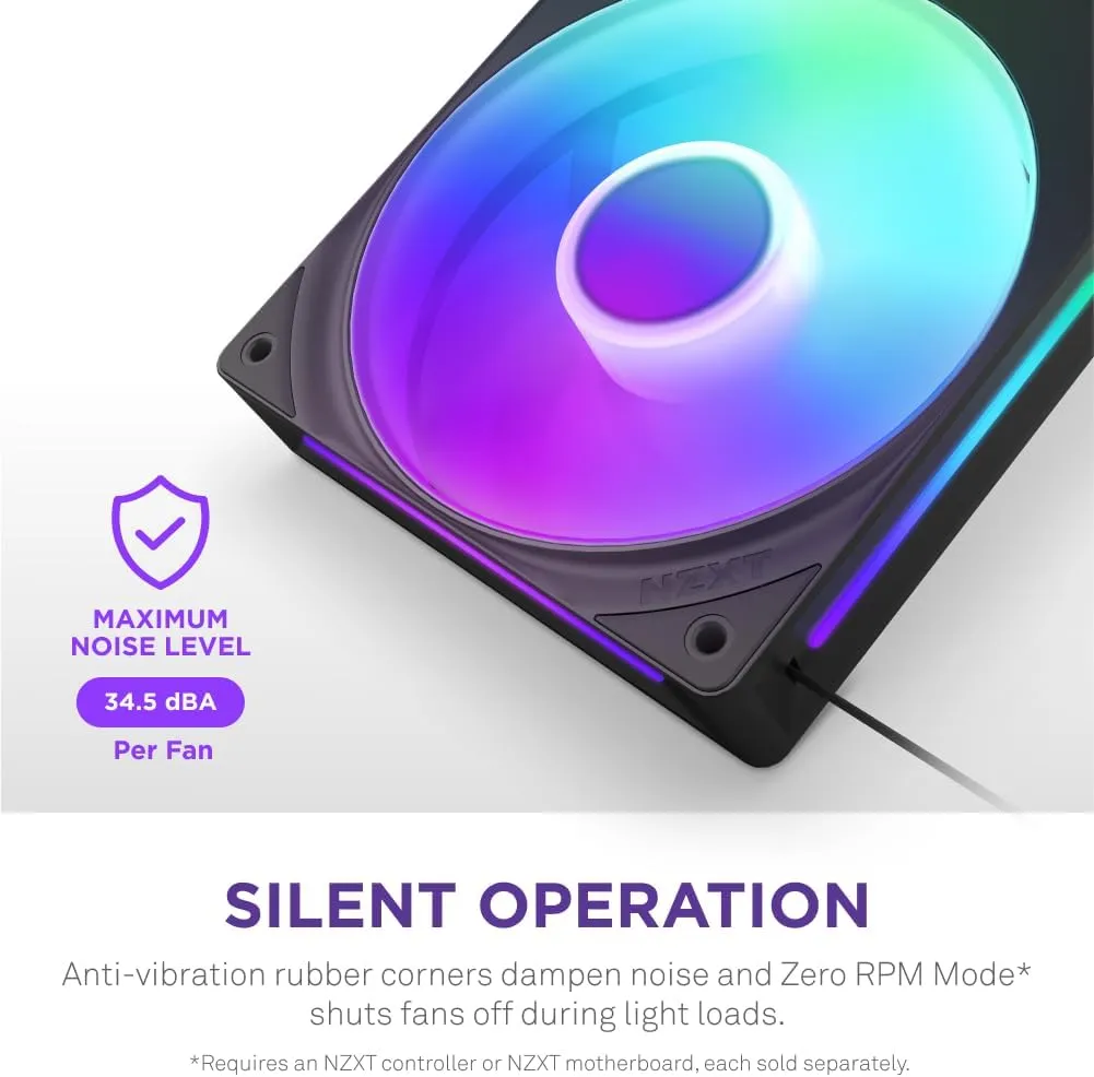 NZXT F280 RGB Core 280mm Single-Frame Fan Unit (Black) overview 7