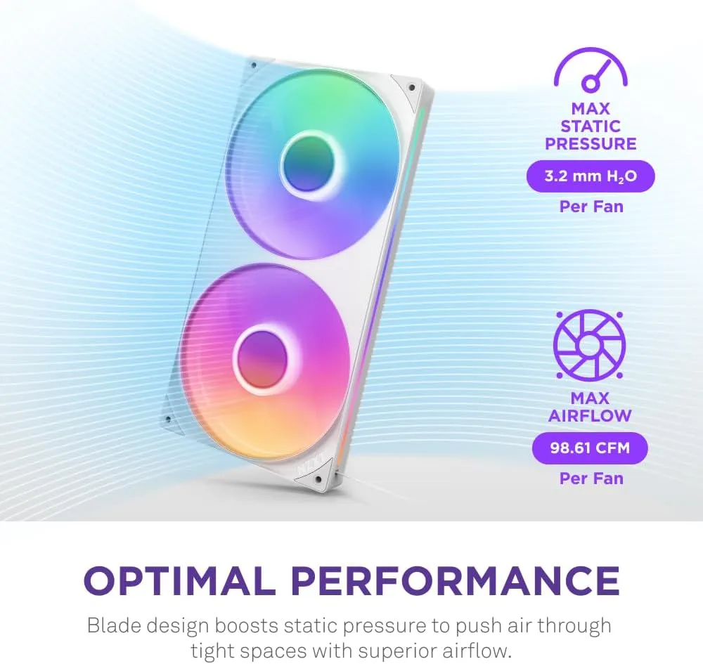 NZXT F280 RGB Core 280mm Single-Frame Fan Unit (White) overview 3