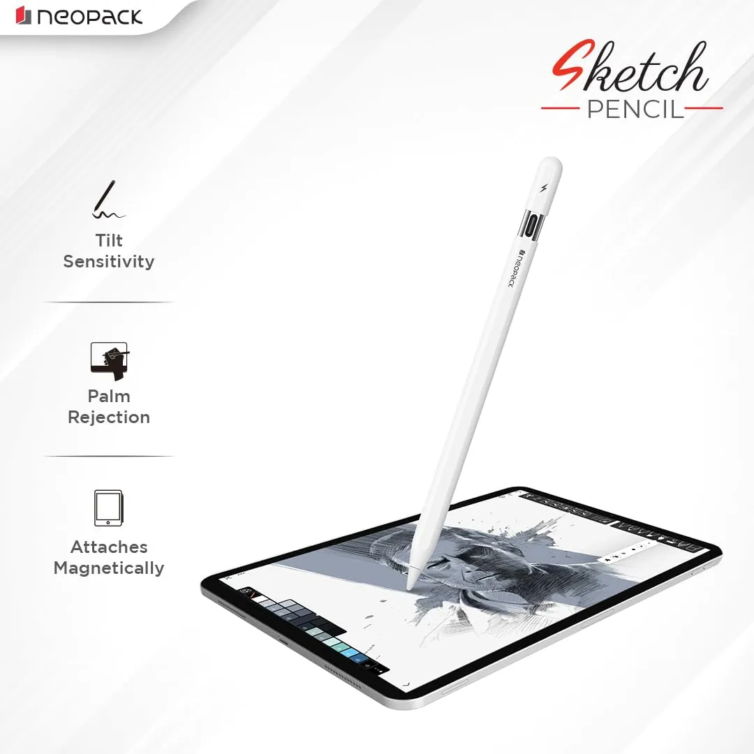 Neopack Tilt Technology Magnetic Sketch Pencil with USB-C For iPad (White) overview 1