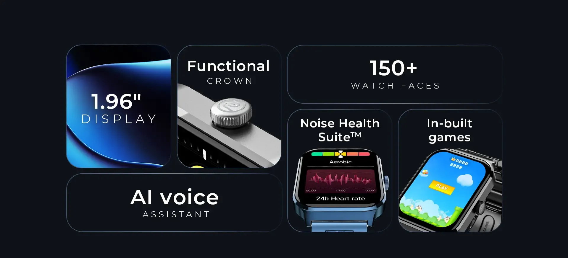 Noise Canvas Elite 1.96" Vivid Display Smart Watch (Metal Silver) overview 1