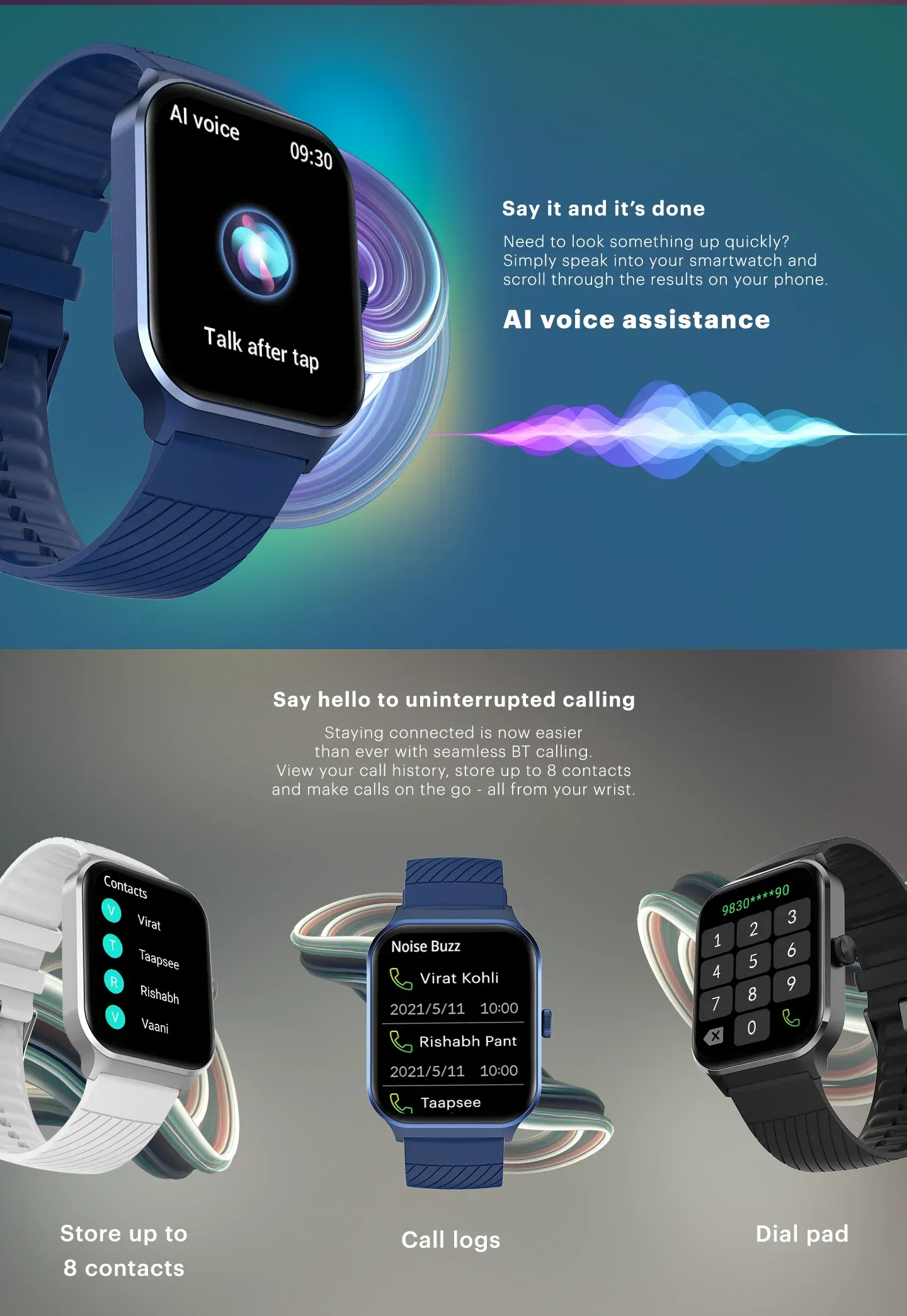 Noise ColorFit Canvas 49.78mm TFT Display Smartwatch (Space Blue) overview 2
