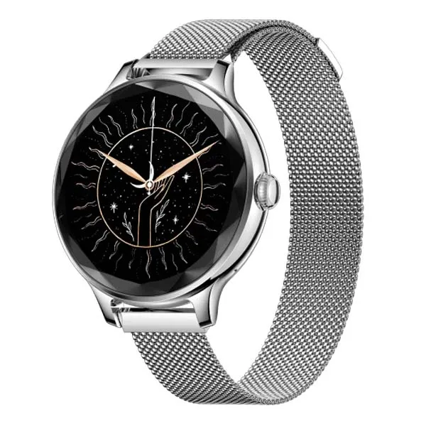 Noise Diva Smartwatch with Diamond Cut dial AMOLED Display Mesh Metal 100+ Watch Faces, Female Cycle Tracker for Women (Gold Link)