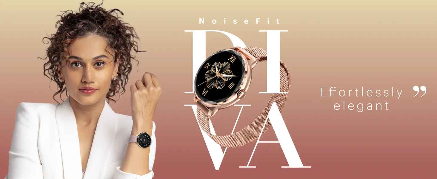 Noise Diva Smartwatch with Diamond Cut dial Glossy Metallic Finish AMOLED Display (Metallic Silver) overview 1
