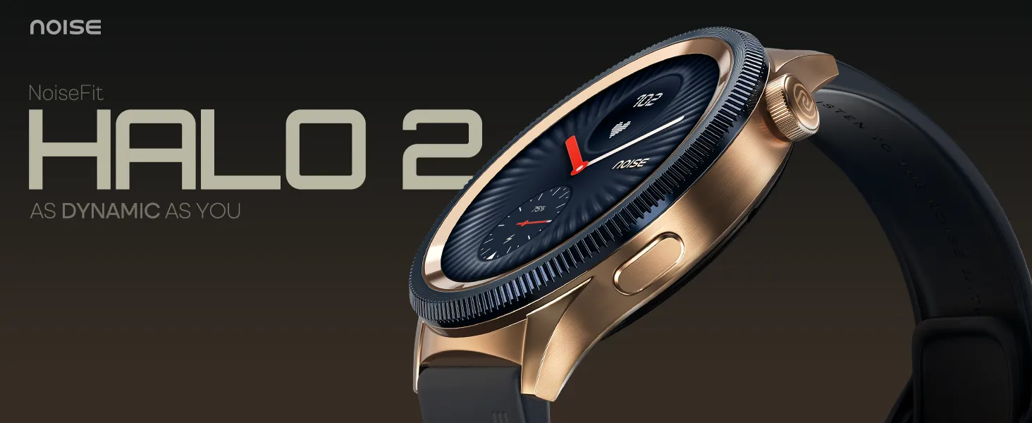 Noise Halo 2 Metallic Build BT Calling, 1.43" AMOLED Display, AOD, Gesture Controls Smart Watch (Gold Blue) overview 1