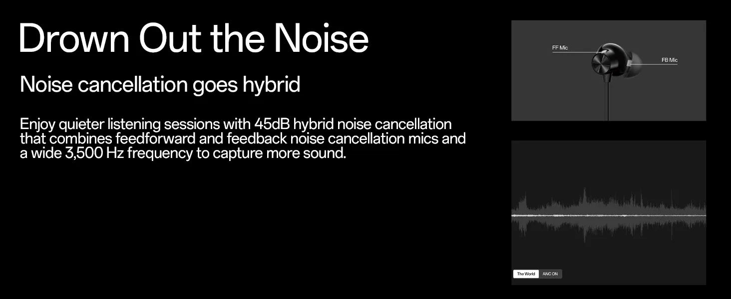 OnePlus Bullets Wireless Z2 ANC Bluetooth in Ear Earphones with Mic 45dB Hybrid (Black) overview 3