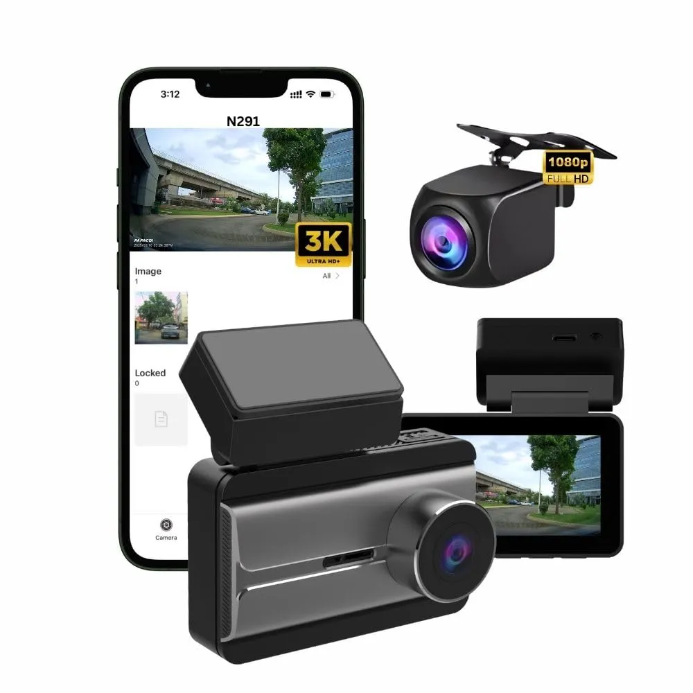 PAPAGO N291 3K Dual Channel Dashcam with Sony CMOS Sensor