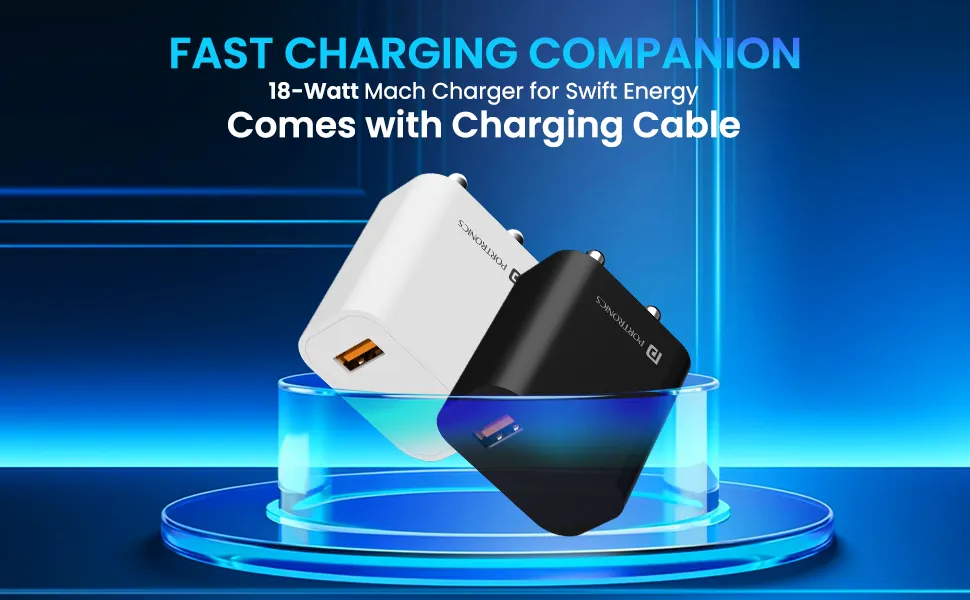 Portronics Adapto One Plus 18w 3A Mach USB Fast Charging Adaptor (White) overview 7
