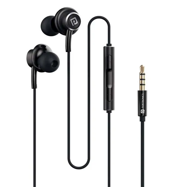 Portronics Conch Sigma A in Ear 3.5mm Aux Wired Earphones (Black)