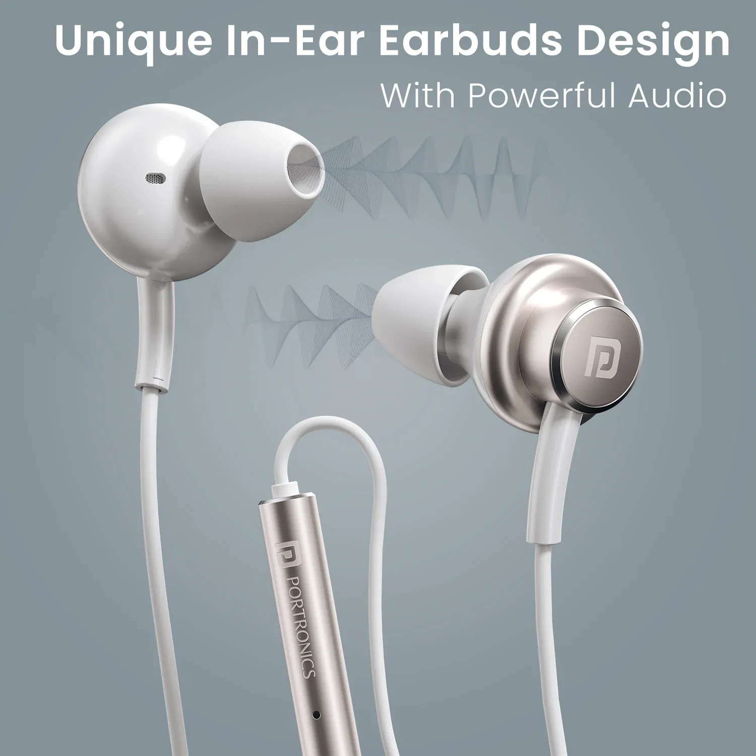 Portronics Conch Sigma A in Ear 3.5mm Aux Wired Earphones (White) overview 5