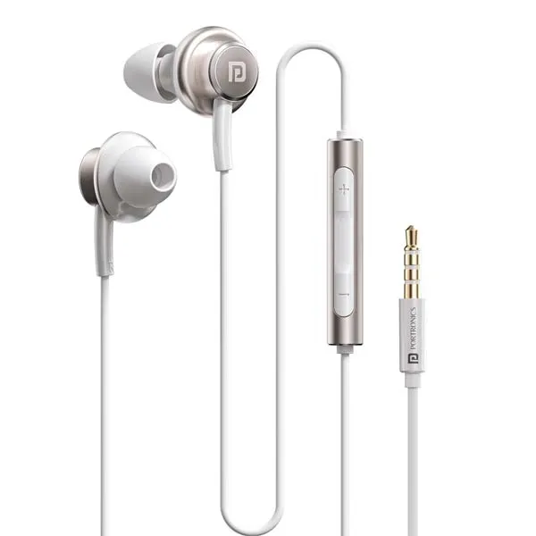 Portronics Conch Sigma A in Ear 3.5mm Aux Wired Earphones (White)