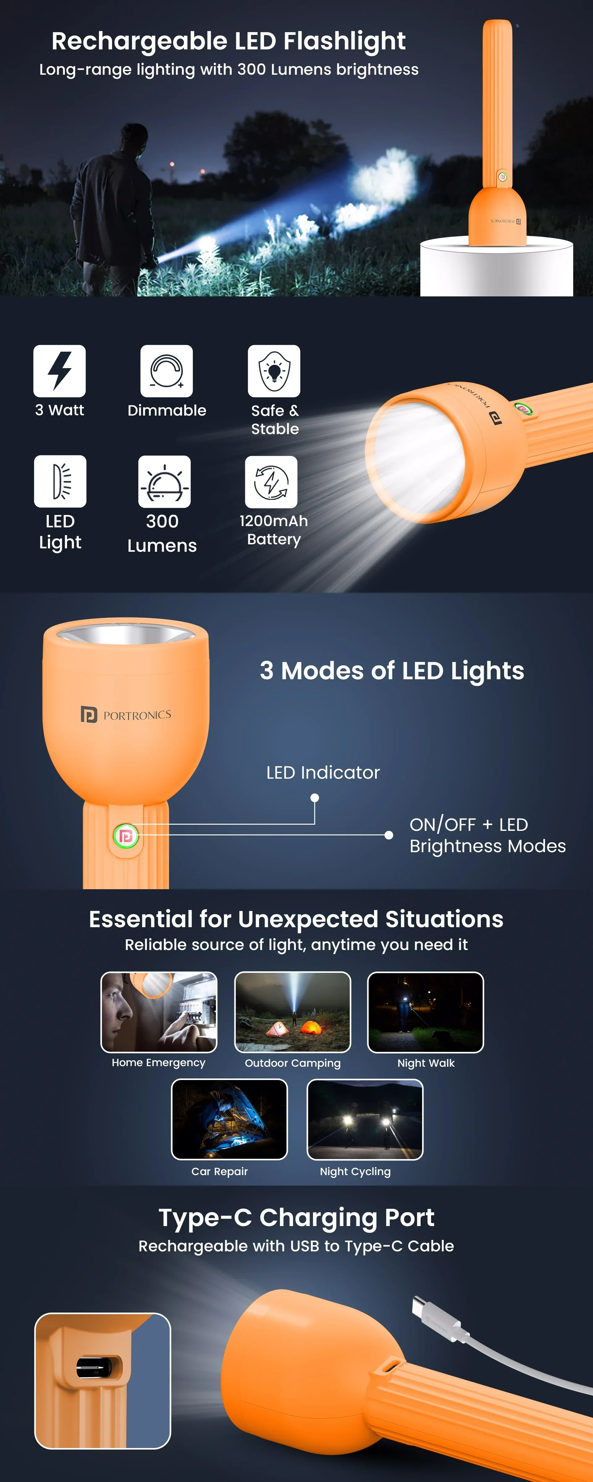 Portronics Eco Glow LED Torch Light overview 1