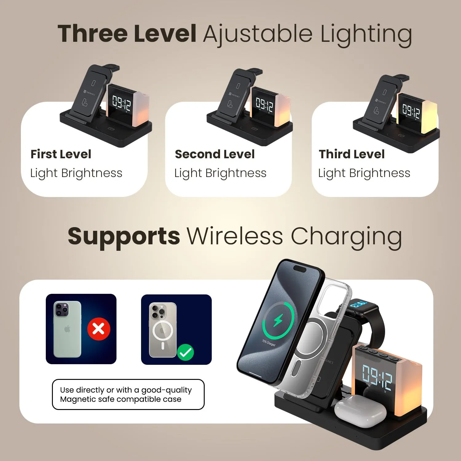 Portronics HexaCharge 6in1 15W Fast Magnetic Wireless Charging for iPhone (Black) overview 1