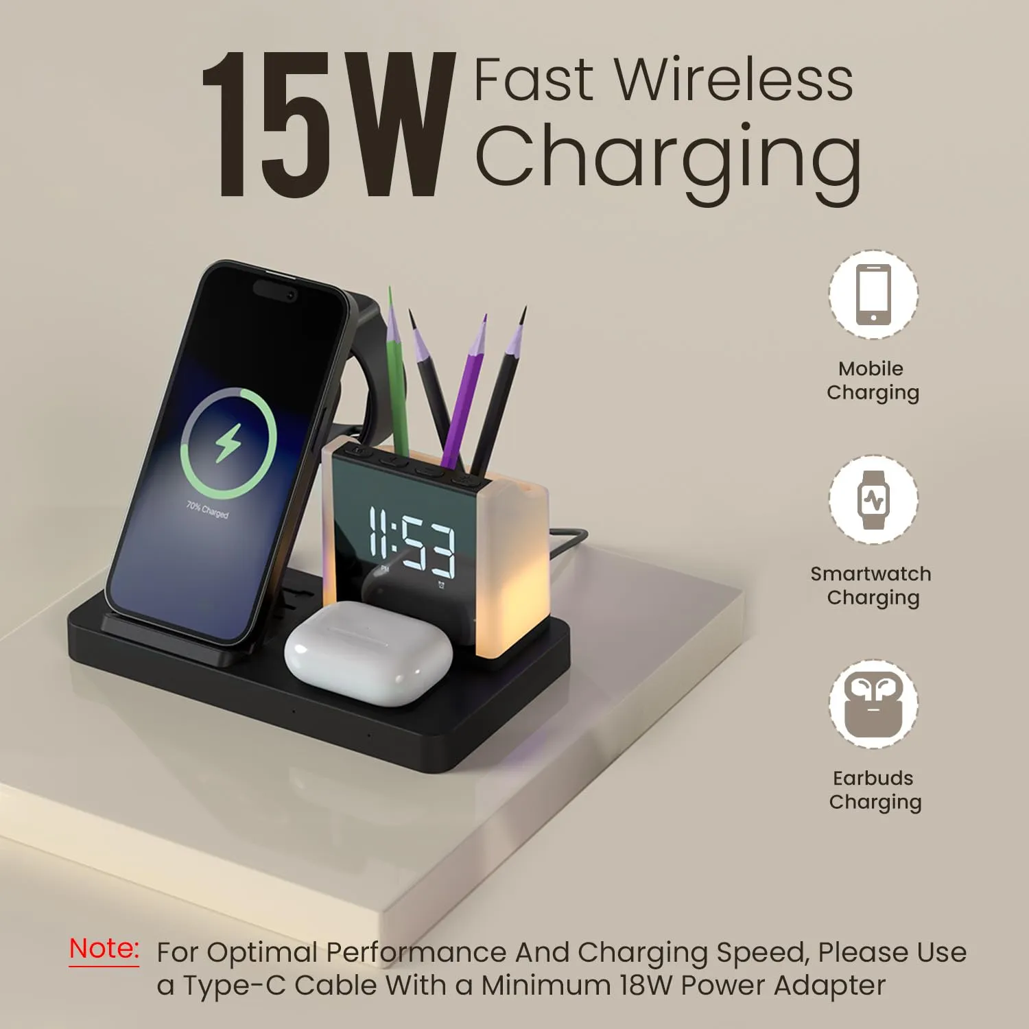 Portronics HexaCharge 6in1 15W Fast Magnetic Wireless Charging for iPhone (Black) overview 4