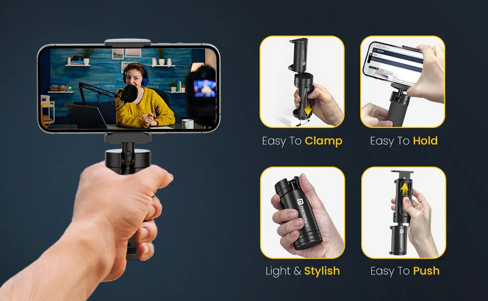 Portronics Mobot Clip Mobile Holder with 360° Adjustable Angles (Yellow) overview 5