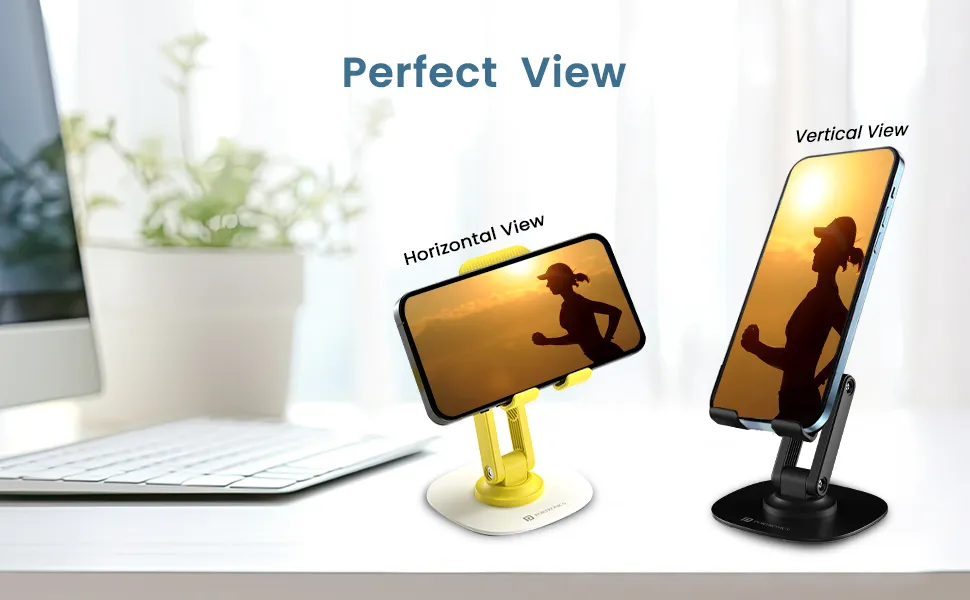 Portronics Mobot III 360° Rotatable & Foldable Mobile Phone Holder With Stable Metallic base (Black) overview 2