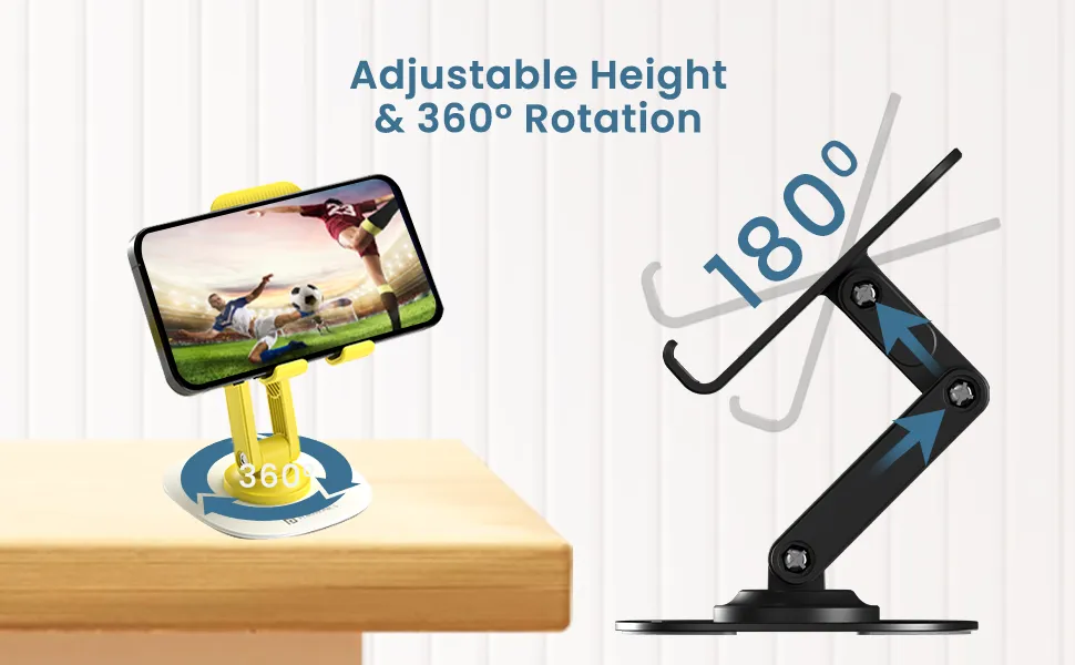 Portronics Mobot III 360° Rotatable & Foldable Mobile Phone Holder With Stable Metallic base (Black) overview 4