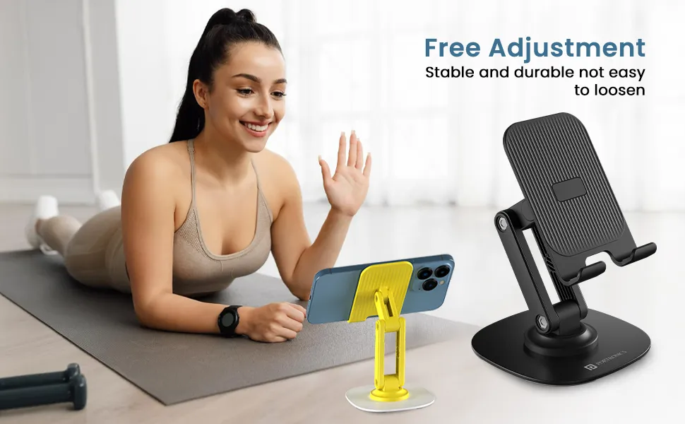 Portronics Mobot III 360° Rotatable & Foldable Mobile Phone Holder With Stable Metallic base (Black) overview 5