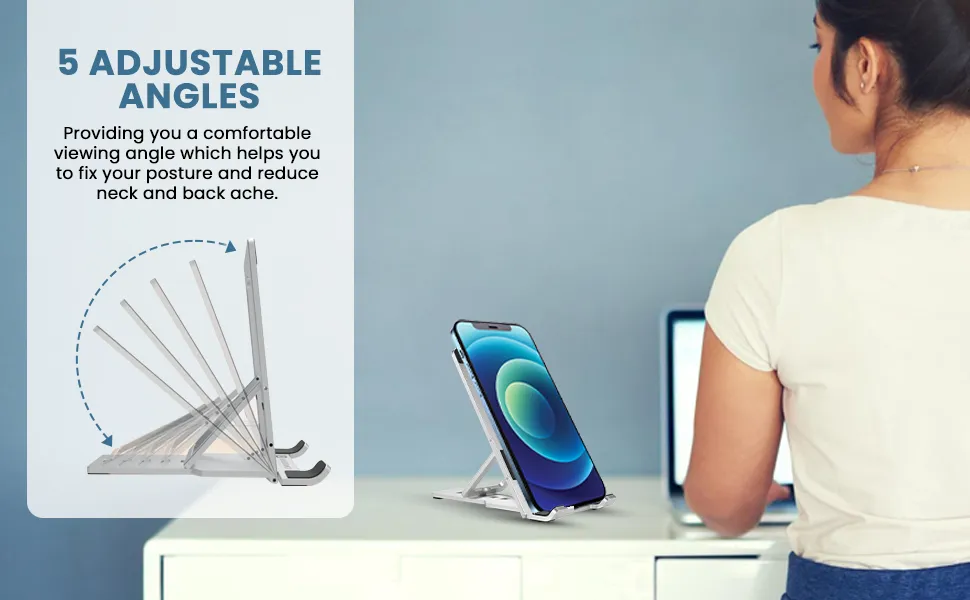 Portronics Modesk One Universal Mobile & Tablet Holder (Silver) overview 2